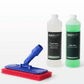 Cleanec duo-pack gietvloerreinigers inclusief steelhouder en rode pad voor ergonomische, grondige reiniging van gietvloeren