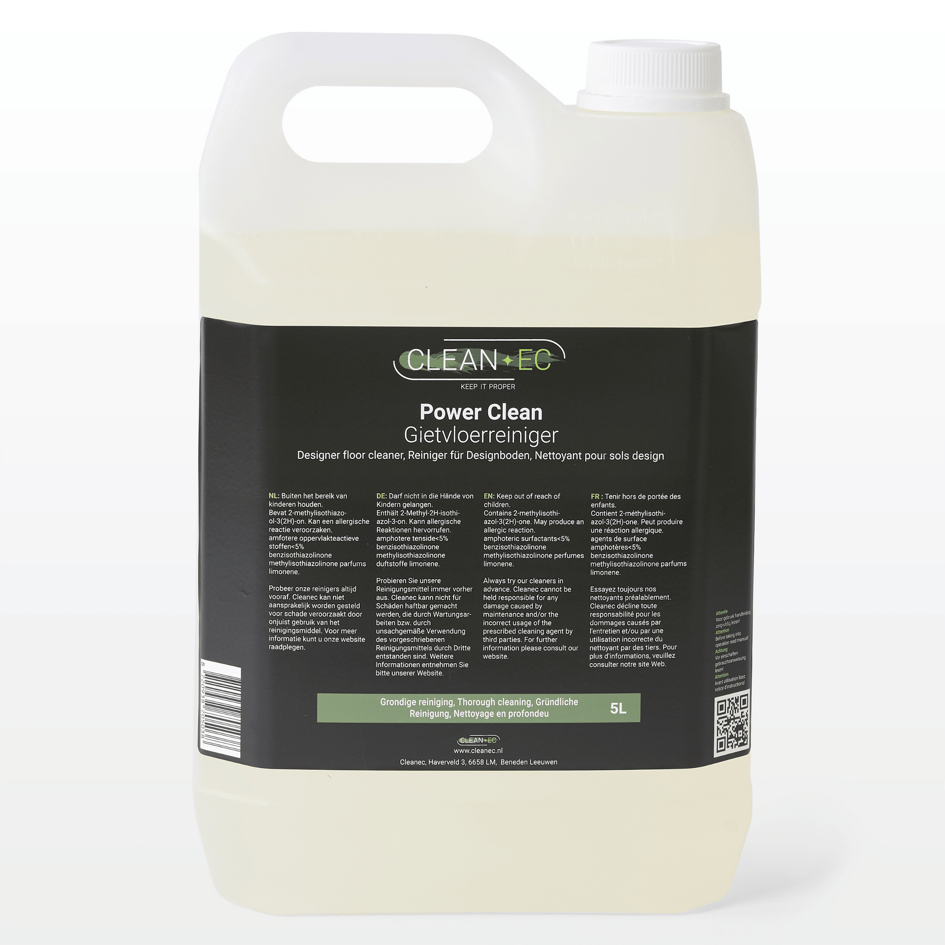 Cleanec Power Clean gietvloerreiniger 5 liter – krachtige dieptereiniger voor gietvloeren, epoxyvloeren en woonbeton